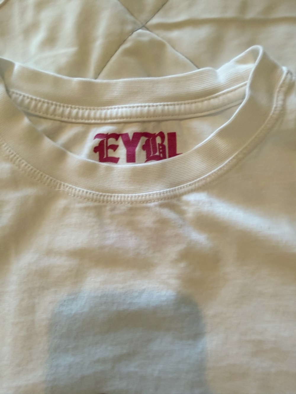 Nike White Short Sleeve Tee with Pink Neck Logo